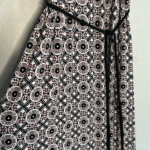 Soma Geo Print Sleeveless Maxi Dress Tassel Tie Rayon Slits Loungewear Resort - Picture 3 of 6